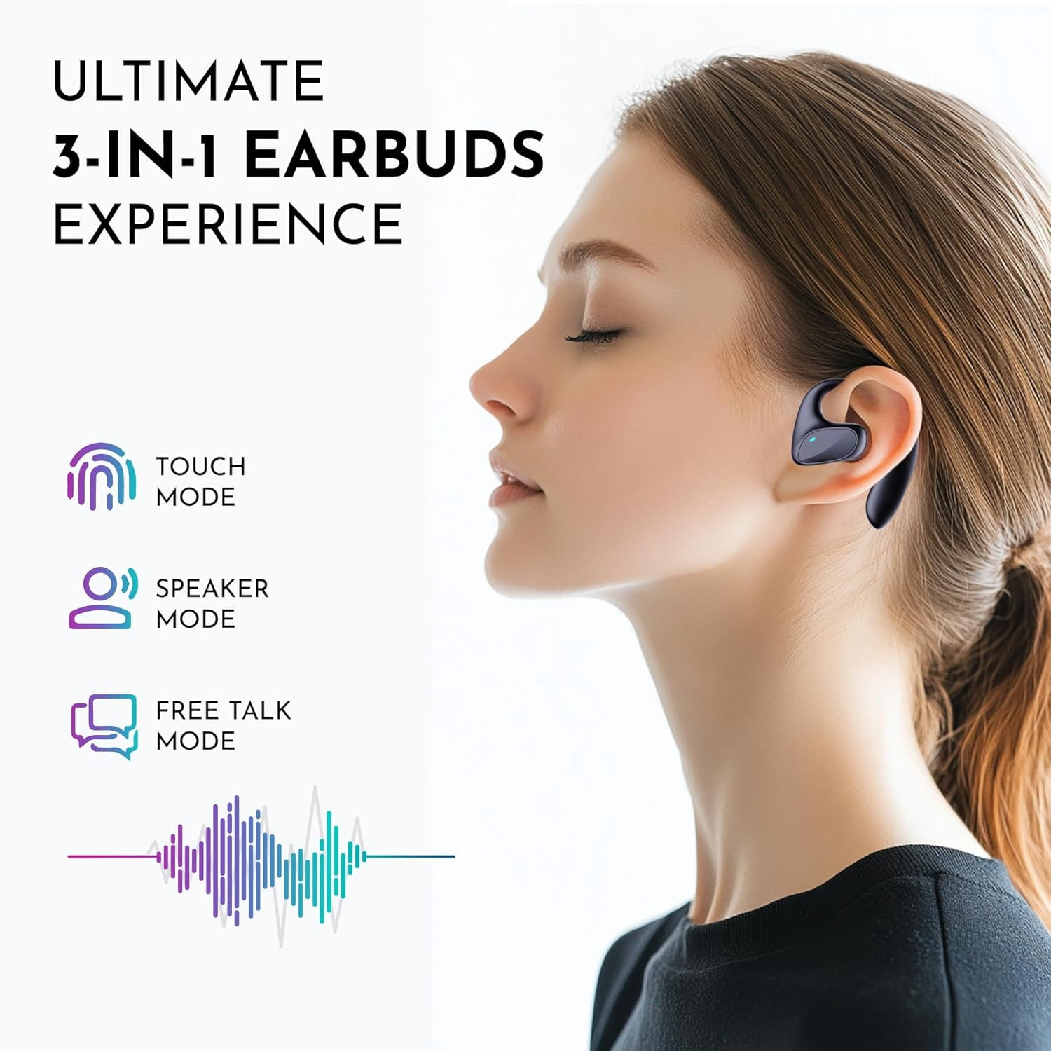 2026 Translation Earbuds Real Time - All Language Translator Headphone Translating Earpiece Device - Wireless Bluetooth Ear Bud Offline Live Translate Earphone Interpreter Open Earpod (Black)