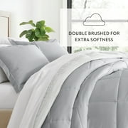 All Season Ultra Soft Comforter Set Lightweight Bedding in Gray/Black Ombre for King/Cal King by Comfort Canopy