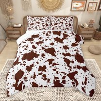 Manfei Brown Cow Print Bedding Comforter Set, Cartoon Modern Fashion Twin Comforter Sets, Teen Kids Adult Reversible Bedding Set, Breathable Home Decor, 2pcs