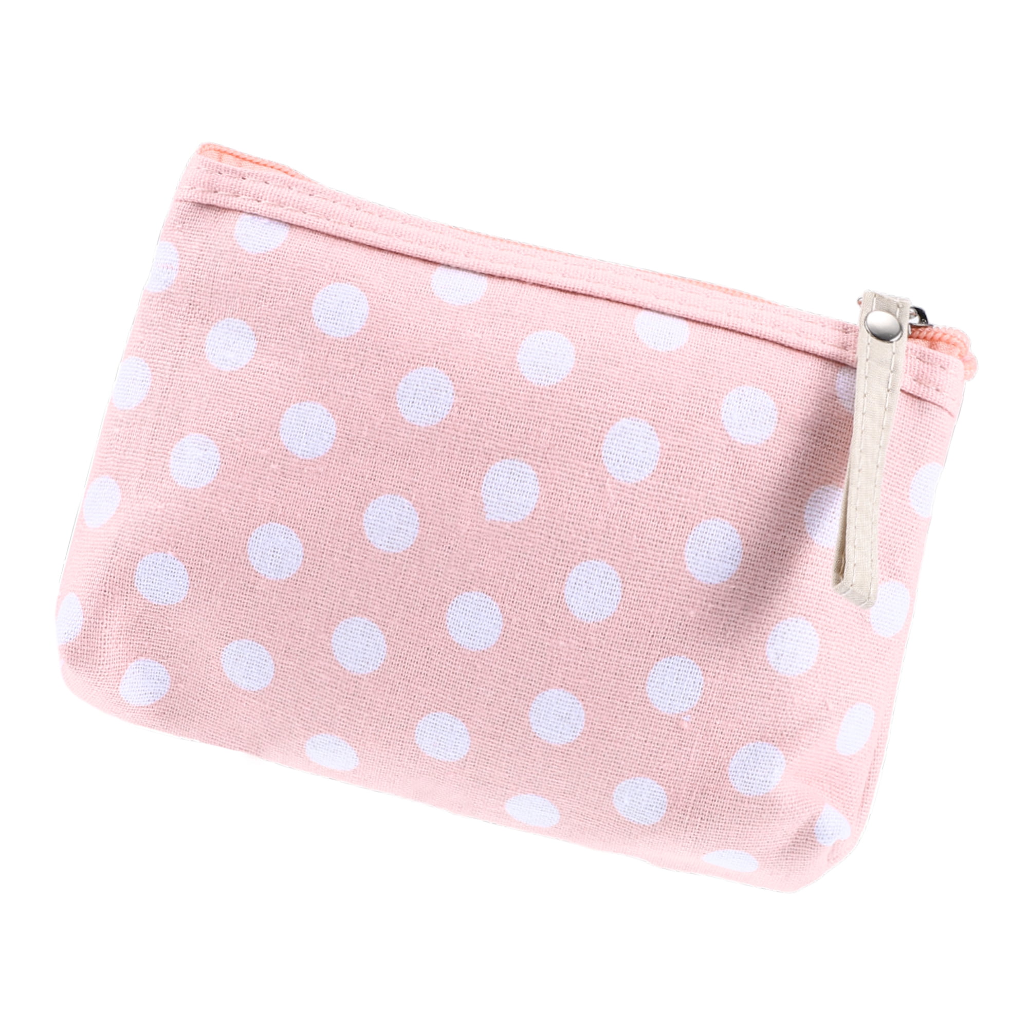 Unique Bargains 1Pc Women Durable Dots Simple Cosmetic Bag for Toiletry Pink