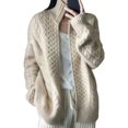 thumbnail image 5 of Suéter grueso de otoño e invierno para mujer, cárdigan corto de punto con cuello alto holgado y estilo perezoso, 5 of 5