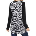 thumbnail image 3 of Women Zebra Printed Colorblock Round Neck Long Sleeve Tunic Top, 3 of 3