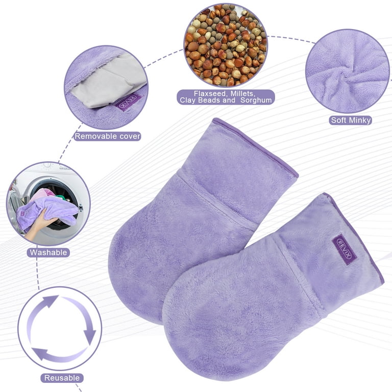 REVIX Microwavable Therapy Mittens Relief for Hands Arthritis Soreness  Stiff Joints and Trigger Finger, Microwave Hand Warmers Gloves with  Washable