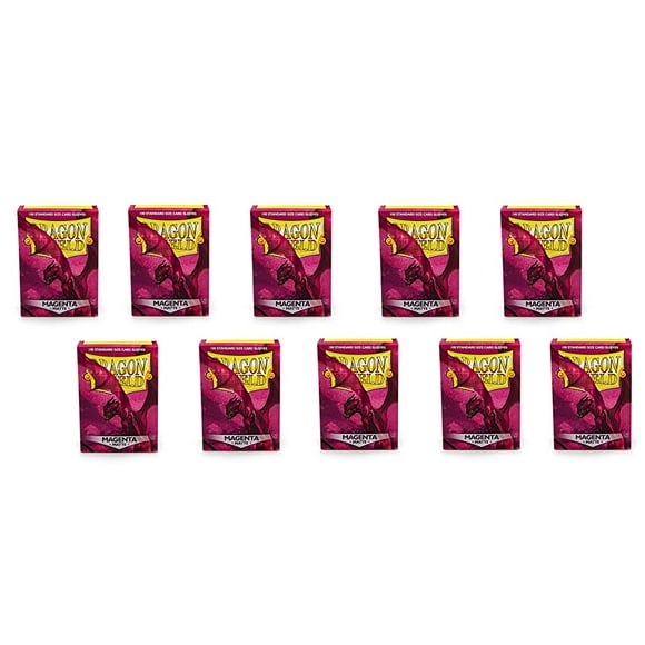 10 Packs Dragon Shield Mat Magenta Taille Standard 100 ct Pochettes de Cartes Vitrine