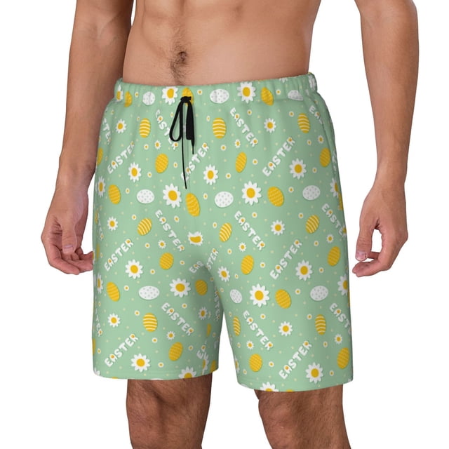 Balery Easter with eggs and flowers Bañador para hombre, shorts de playa de secado rápido con entrepierna y forro de compresión-Medium