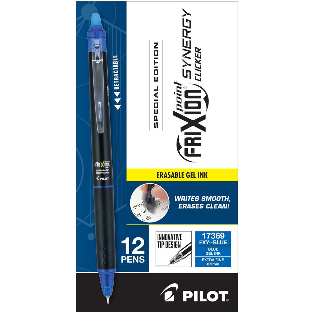 Pilot 17369 FriXion Synergy Clicker 0.5 mm Retractable Erasable Gel Pen - Blue (1-Dozen)