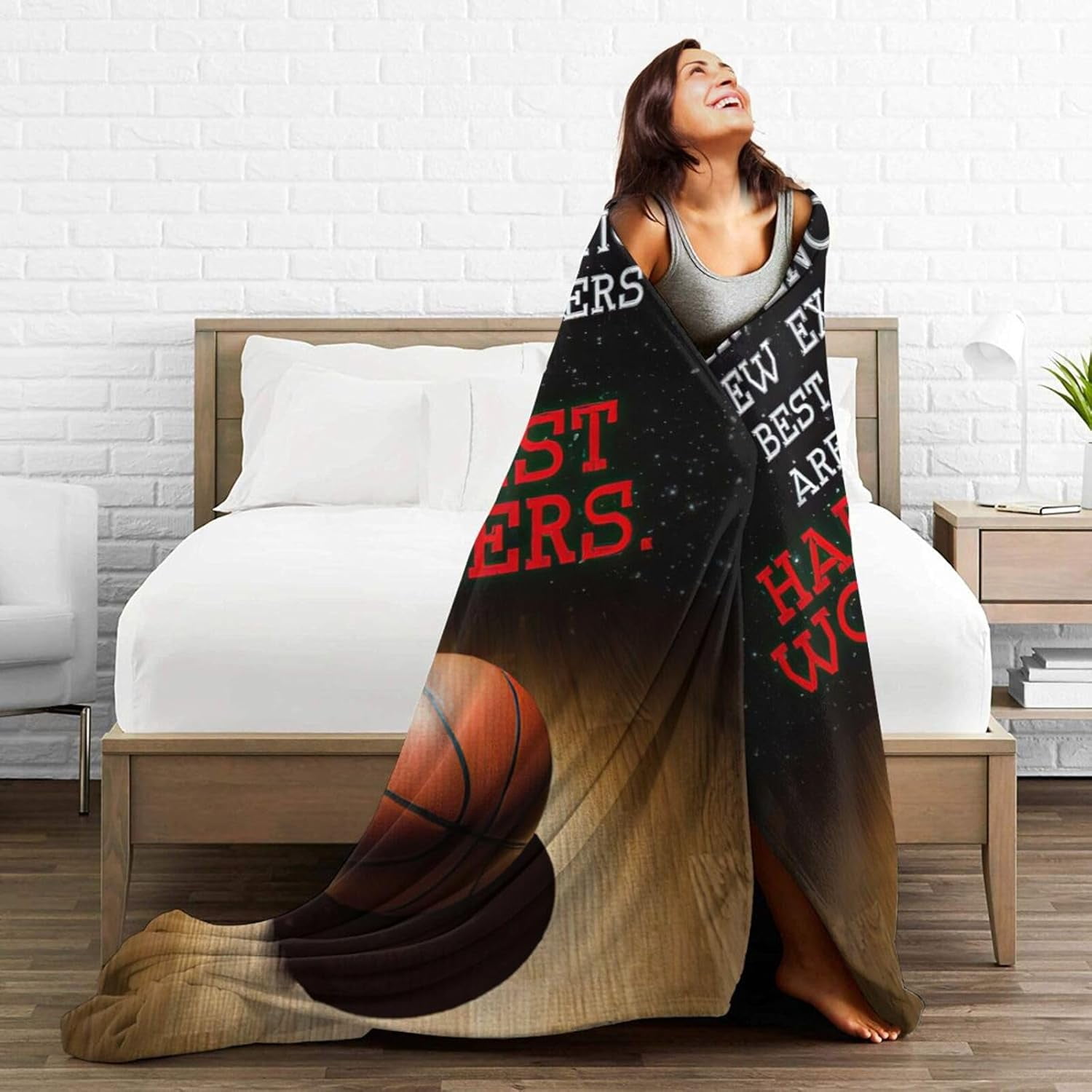 Basketball Blanket Sports Ball Blanket for Women men Fans Cool Space Plush Flannel Fleece Throws Warm Fuzzy Cozy Lightweight Shooting Blankets for Sofa Bed Gifts for Users Men Women 80"x60"