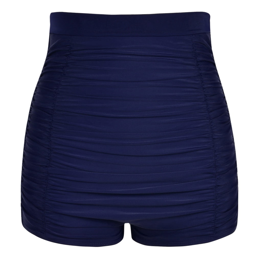 Mycoco Women's Super High Waist Swim Shorts Shirred Tummy Control Swimwear Tankini Bikini Bottoms