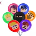 thumbnail image 2 of Roblox Virtual World Party Decorations Set, Game Robot Banner Balloons Swirls Cake Toppers, 2 of 5