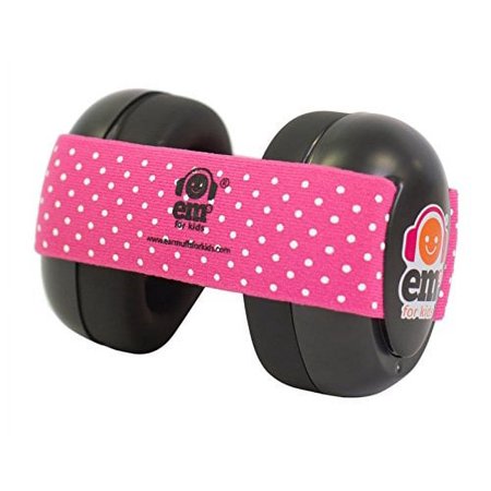 Ems for Kids Baby Earmuffs - Pink/White on BLACK