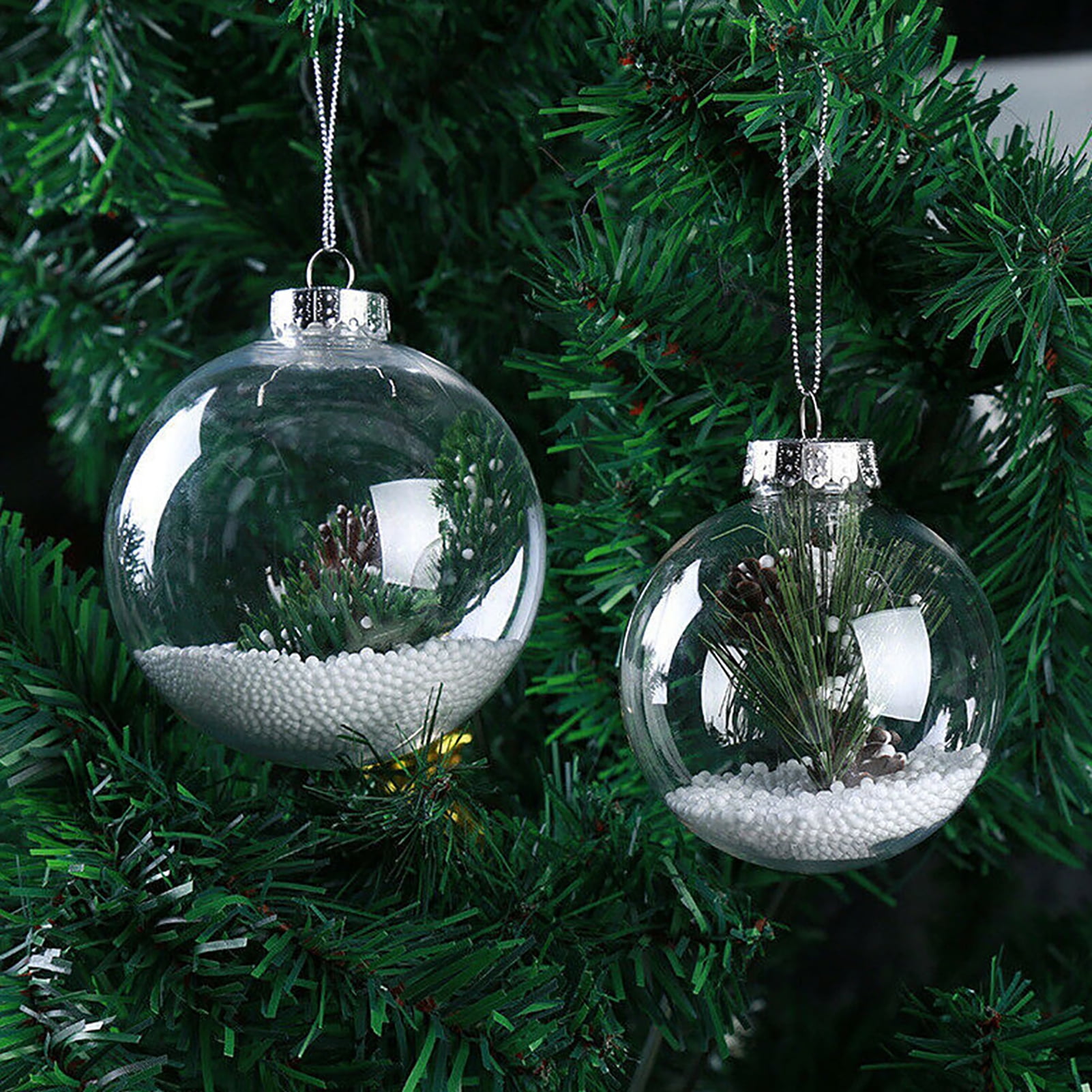 5-50pcs Clear Glass Ball Fillable Christmas Baubles Hanging Ornaments 6/8/10CM 