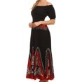 thumbnail image 4 of Sakkas Jacquelyn Batik Embroidered Peasant Dress - Black / Cayenne - One Size, 4 of 4