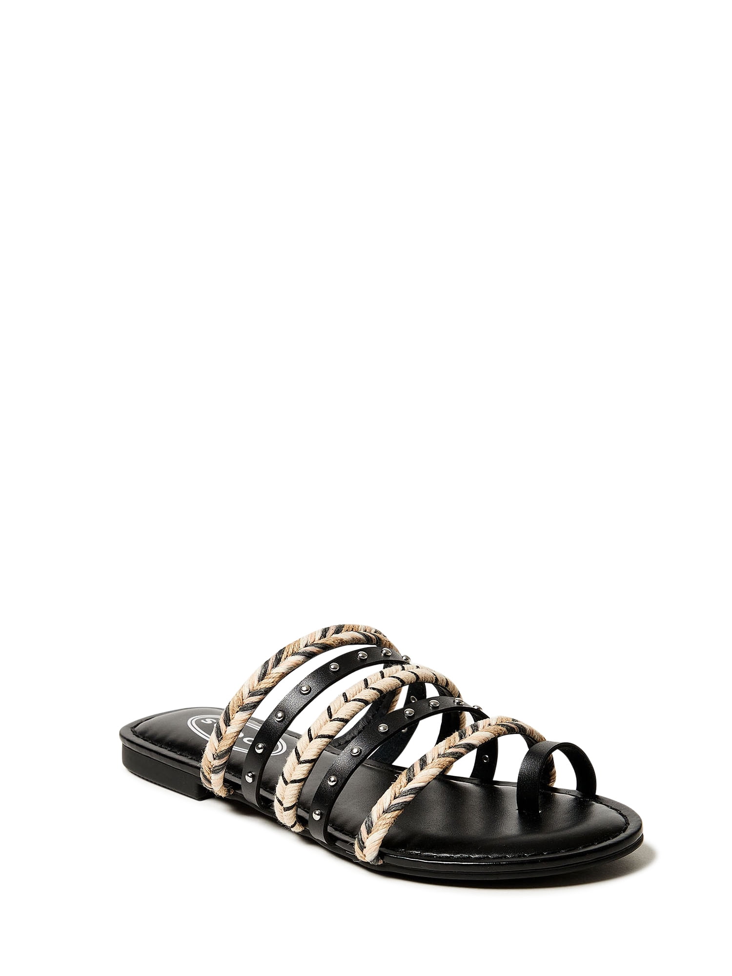 black strappy slides