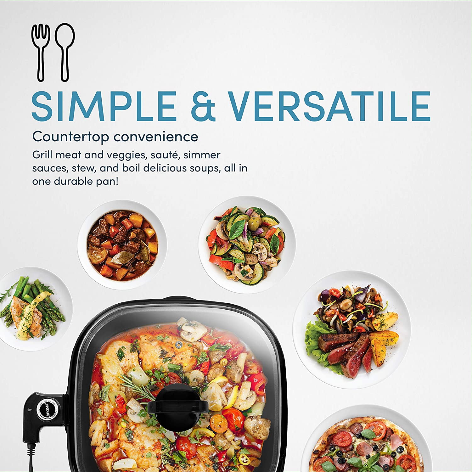 Aroma Grillet Electric Contact Grill - 3-in-1, Non-Stick, Portable