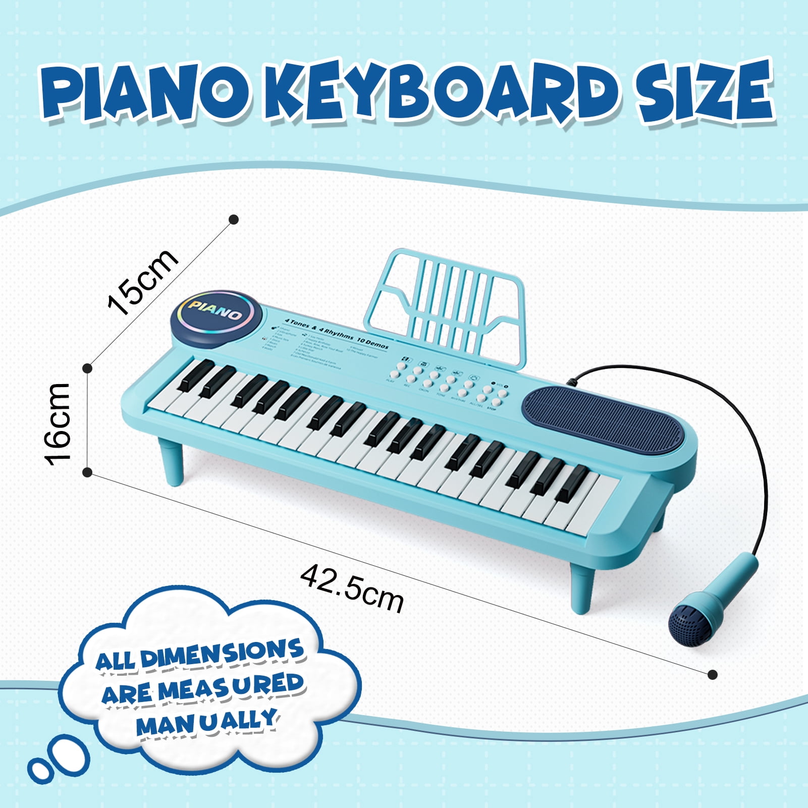 Baby Piano Toy for Toddler 1-3,37 Keys Electronic Keyboard for 18 Months Infant,Portable Piano with Microphone , Christmas Birthday Gift for Baby Boy Girl