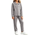 thumbnail image 6 of Wilark Girls Plaid Outfit Sets Comfy Soft Warm Lounge Long Sleeve Casual Kids Fall Winter Loungewears Dark Gray 10, 6 of 7