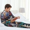 thumbnail image 6 of Pofeuu Psychedelic Shark Artwork Print Men's Long Sleeve Pajama Set Pijamas Para Hombres Pijamas Para Hombres Mens Pajamas Set-Large, 6 of 7