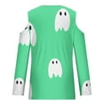 thumbnail image 3 of WREESH Halloween Long Sleeve Tops Women's Fashion Halloween Prints T-Shirt Long Sleeves Blouse Casual Tops Green, 3 of 5