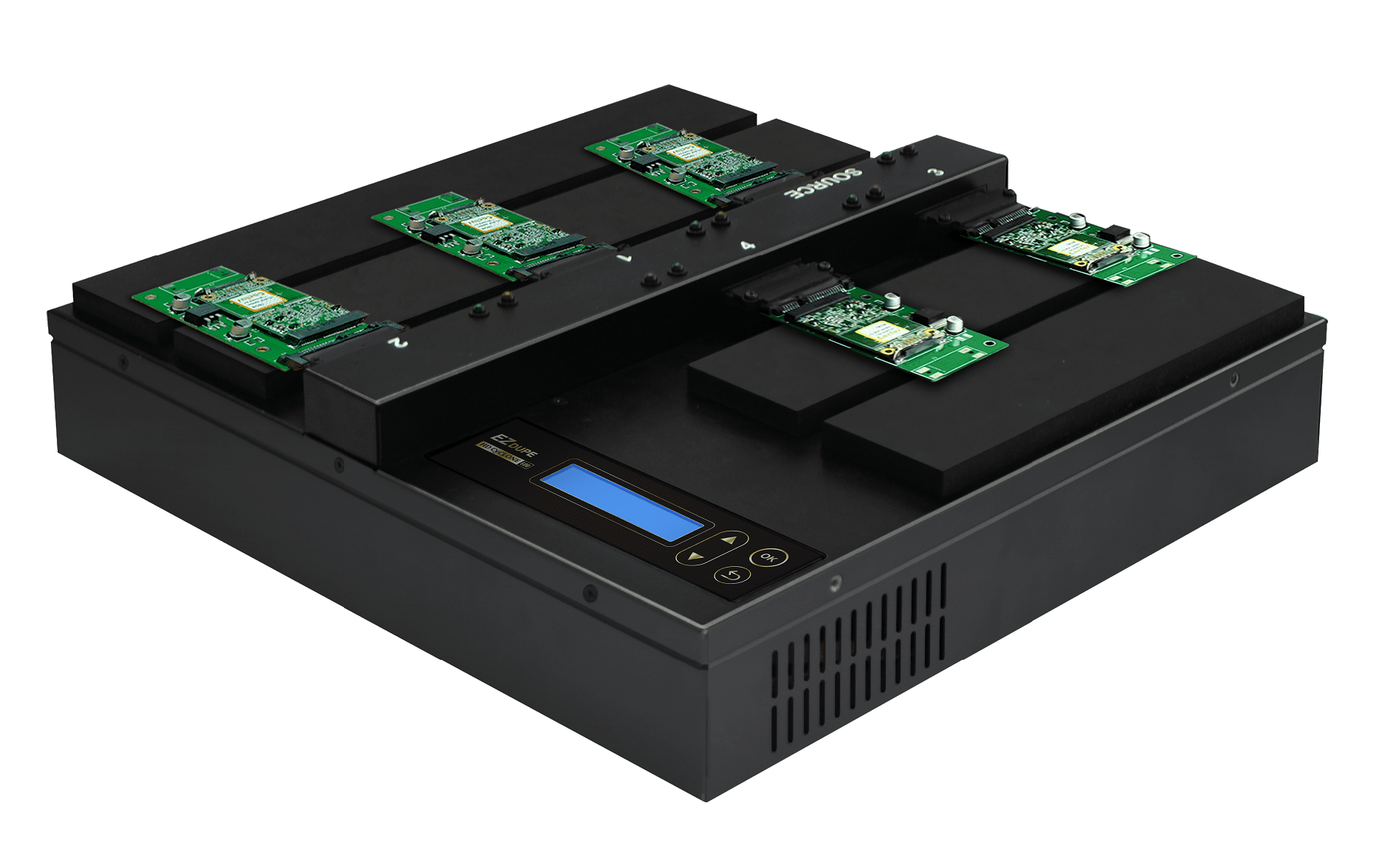 EZ Dupe 1 to 4 HD Cyclone 600 Flatbed Hard Drive Duplicator - 36GB/Min - Hard Drive Disk Copier and DoD Sanitizer/Eraser for SATA 3.5" HDD Disk & 2.5" SSD Solid State Drives 600MB/Sec (DM-HS3-HDD04)