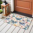 thumbnail image 4 of Retro Butterfly Front Door Rugs 2x3 ft Watercolor Flower Leave Linen Texture Small Rug for Entryway Non Slip Washable Bathroom Door Mat Absorbent Floor Mat for Indoor Entrance, 4 of 9