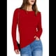 thumbnail image 3 of Camisetas de Larga para Mujer, Tops Ajustados de Punto Acanalado, Conjuntos de Otoño, Camisetas Informales, Ropa Interior, Ropa Interior, Rojo M, 3 of 8
