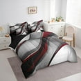 thumbnail image 3 of Feelyou Grey Red Stripes Twin Bedding Sets 7-Piece for Adult, Chic Abstract Ombre Bedding Comforter Set, Modern Geometric Reversible Sheet Sets, Super Cozy Room Decor, 3 of 7