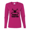 thumbnail image 2 of Wild Bobby, Family Tradition Buck Hunting, Hunting, Women Graphic Long Sleeve Tee, Fuschia, Small, 2 of 4