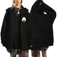 thumbnail image 3 of Sudaderas con capucha con cremallera y estampado para mujer, ropa de calle Harajuku, sudaderas de lana Y2K para mujer, cárdigan de manga larga informal Suelto, 3 of 5