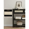 thumbnail image 4 of Selooye Console Table with 2 Rattan Drawers, Entryway Table with 3-Tier Storage Shelves, Narrow Long Sofa Table for Entryway, Hallway, Foyer and Living Room, Black, 4 of 8