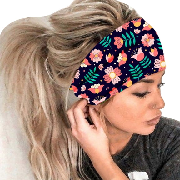 Bandanas for Women Women's Print Elastic Turban Head Wrap Head Scarf for Women Black One Size