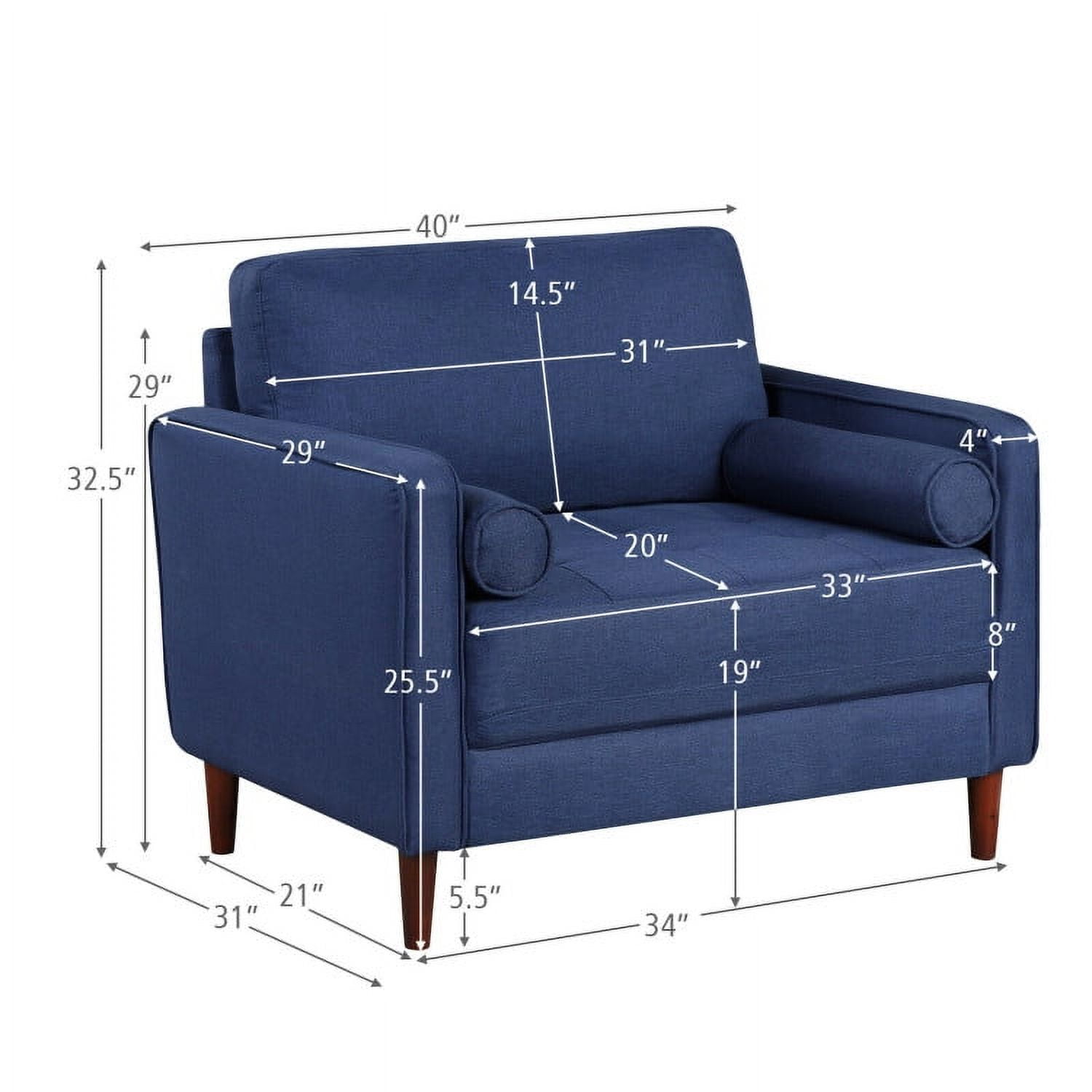 Finihen Comfy Accent Armchair, Accent Oversized Linen Club Armchair with Pillows and Rubber Wood Legs, for Living Room, Bedroom, Navy Finihen Comfy Accent Armchair, Accent Oversized Linen Club Armchair with Pillows and Rubber Wood Legs, for Living Room, Bedroom, Navy