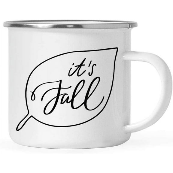 Koyal Wholesale Fall Autumn Season 11oz. Stainless Steel Campfire Coffee Mug , It's Fall, Minimalist Leaf Graphic, 1-Pk