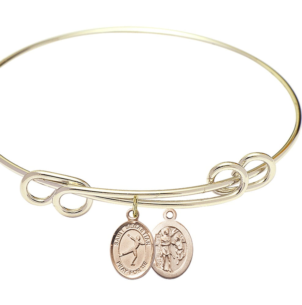 F A Dumont 5 3//4 inch Oval Eye Hook Bangle Bracelet with a Heart Charm.