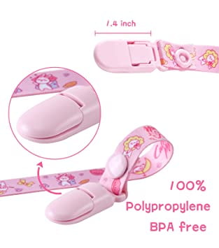 CutiePlusU Adult Pacifier Clip Adult Size Anyard Holder Clips 3 Pack-Dream Planet (Rabbits, Unicorns and Cats)
