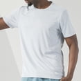 thumbnail image 2 of Men's Cotton Linen Henley Shirt Short Sleeve Casual Summer Band Collar Beach T-Shirts Button-up Solid T-Shirt, 2 of 5