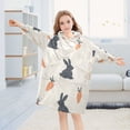 thumbnail image 5 of FORMRS Wearable Blanket Hoodie with Sleeves for Kids Cozy Flannel Sweatshirt, Bunnies and Carrots, 5 of 7