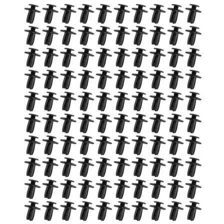 100 Pcs Car Push Type Black Plastic Rivets Fastener 6mm Hole