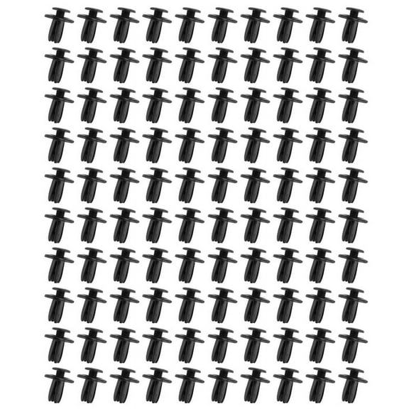 100 Pcs Car Push Type Black Plastic Rivets Fastener 6mm Hole