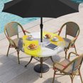 thumbnail image 2 of Yellow Grey Oil Painting Round Outdoor Tablecloth with Umbrella Hole Zipper, Abstract Modern Geometric Elastic Fitted Table Cover, Waterproof Table Cloth for Patio Picnic Party Fits 54"-60", 2 of 9