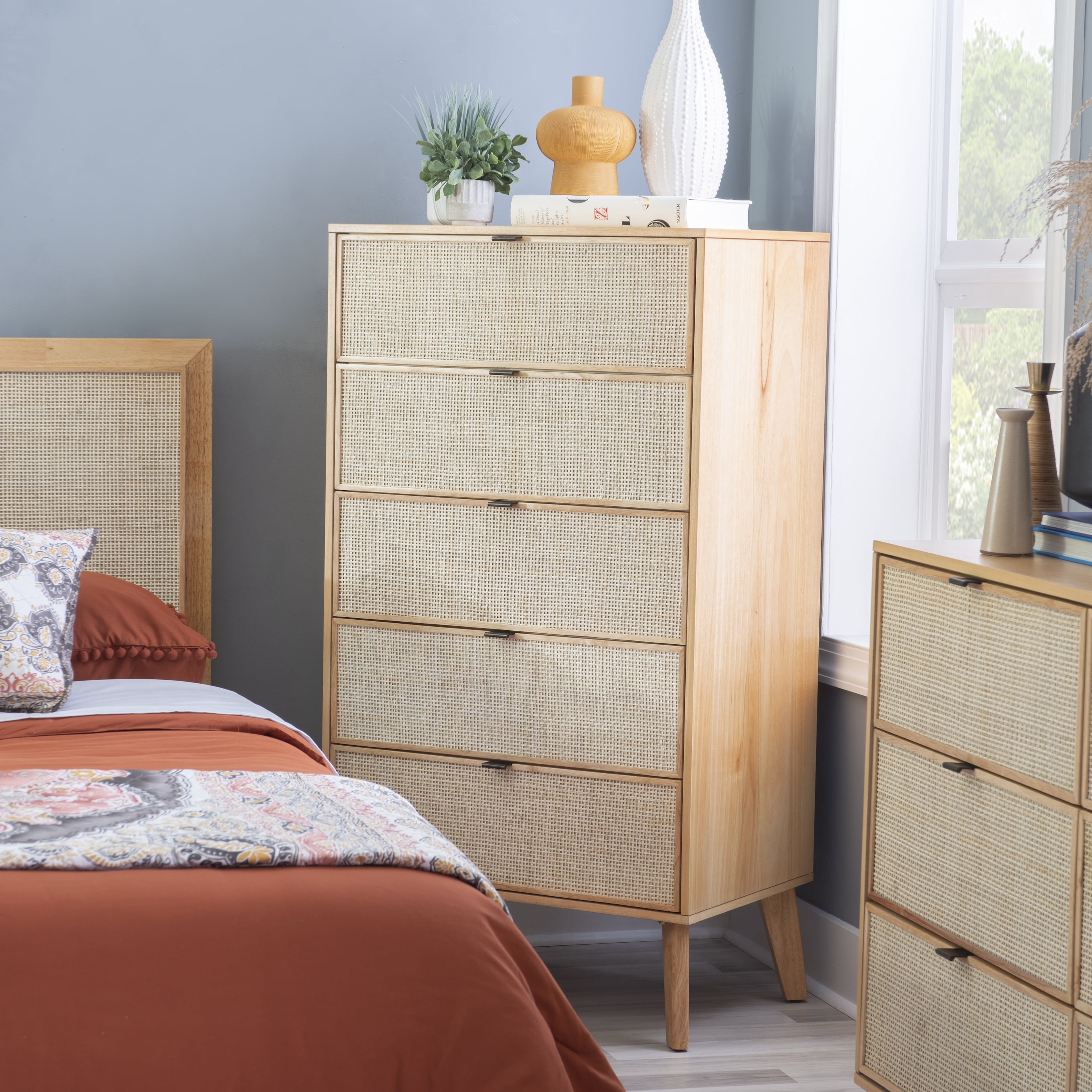 Powell Beelner 5-Drawer Chest, Natural Cane