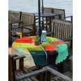 thumbnail image 2 of Boanket Outdoor Tablecloth with Umbrella Hole for Patio/Picnic/Party/Camping, Teal Red Waterproof Table Cloth Round Cover Washable, Oil Painting Art Contemporary Modern (Dia 60"), 2 of 7