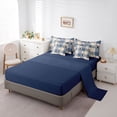 thumbnail image 5 of jejeloiu Baseball Sport Game 7pcs Bedding Comforter Set,Beige Blue Plaid Grid Queen Bedding Sets For Teens Reversible, 5 of 8
