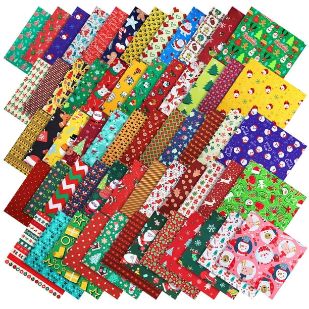 Telas Tudomro 60 piezas cuadrados de poliéster navideños de 25x25 cm