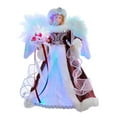 thumbnail image 2 of Kurt Adler AD2003 12 in. Angel Tree Topper with Fiberoptic LED Lights, White, Silver & Burgundy, 2 of 4