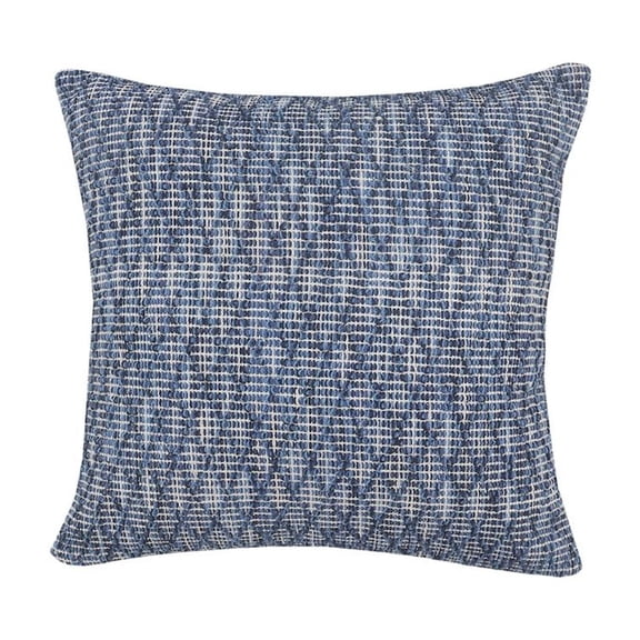 LR Home Ox Bay Hand-Woven Blue Diamond All-Natural Cotton Pillow Cover