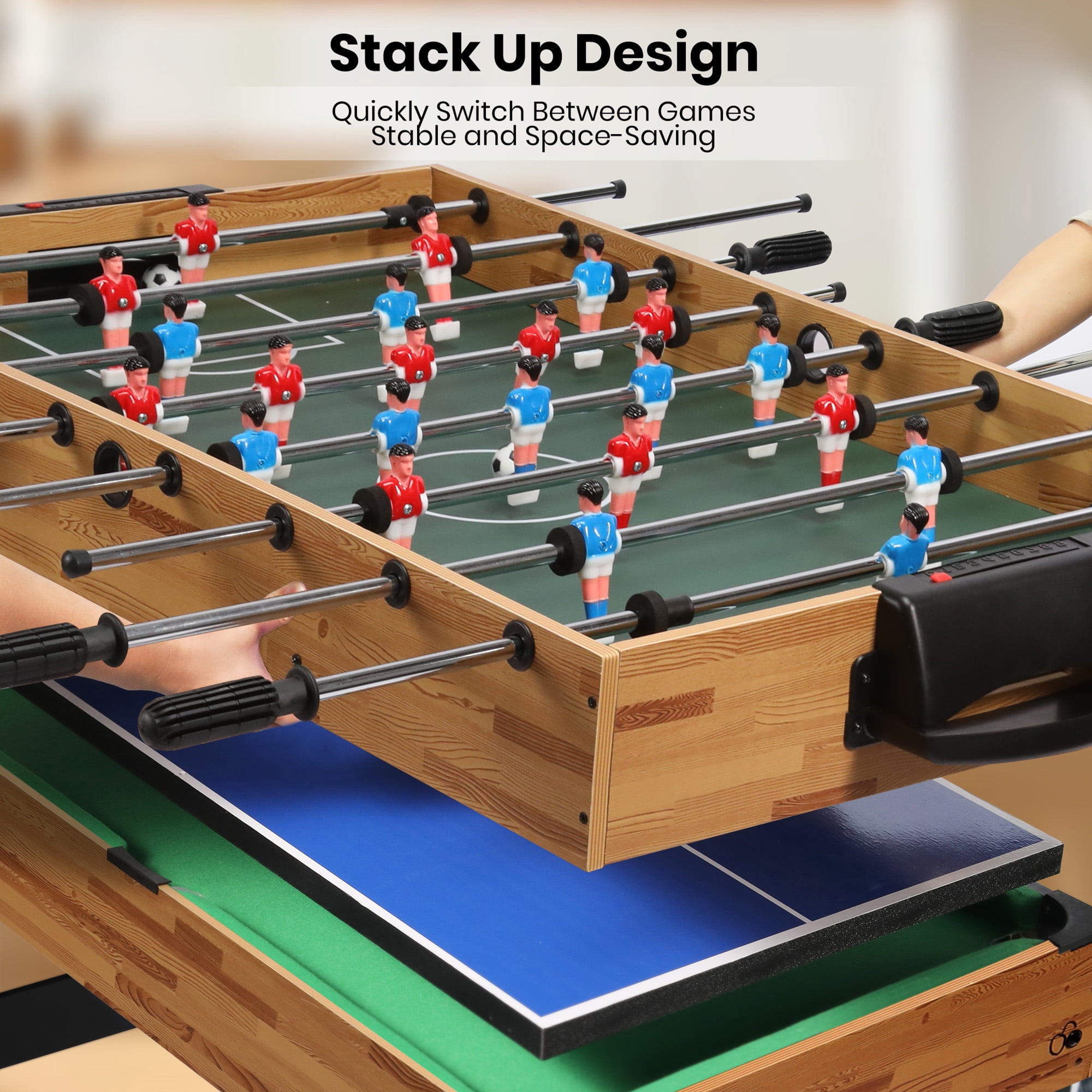 GVDV 13-in-1 Multi Game Table,48"Combo Game Table with Basketball,Foosball,Billiards,Shuffleboard,Bowling,Table Tennis,Chess and More for Game Room