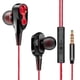 thumbnail image 2 of Auriculares de música de 3,5 mm con graves profundos en la oreja Auriculares deportivos con cable y micrófono (rojo) Likrtyny  Para estrenar, 2 of 4