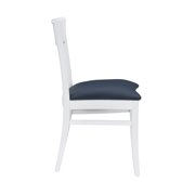 Linon Walcott Set of 2 Slat Back Dining Chairs Faux Leather Seats in White Wood