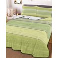 thumbnail image 3 of Quilts Twin Size Bedding Set, Green Wooden Grain Lightweight Quilted Comforter, Vintage Chic Geometric Gradient Soft Reversible Bedspread Coverlet with Pillow Covers for All Season, 68" x 86", 3 of 7