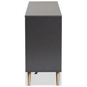 Baxton Studio Kelson Modern and Contemporary Dark Grey and Gold Finished Wood 2-Door Sideboard Buffet